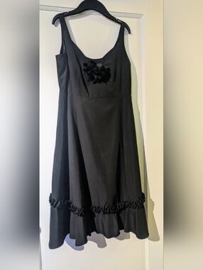 Anthropologie Odille V-neckline Silk Blend Floral Appliqué Lined Dress. Sz 4